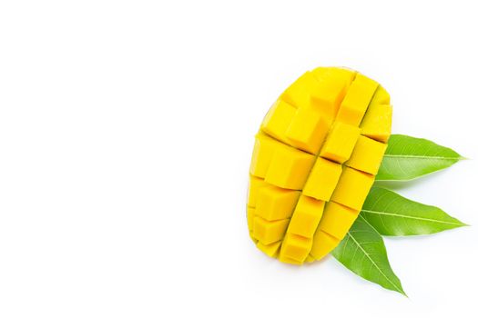 Tropical fruit, Mango  on white background. Top view