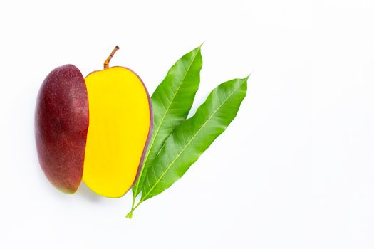 Tropical fruit, Mango  on white background. Top view