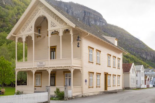 Laerdal, Sogn og Fjordane, Norway, May 2015: Hotel Lindstrom in Laerdal or Laerdalsoyri in Norway