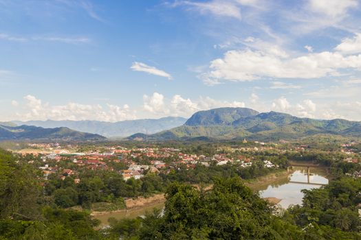 Panorama of the landscape and Luang Prabang city in Laos. World Tour and Southeast Asia.