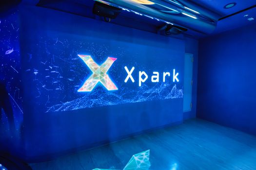 Taoyuan, Taiwan - Sep. 02, 2020: New-opened aquarium - Xpark building, popular landmark of Taoyuan Qingpu.