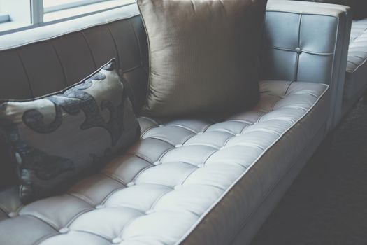 gray sofa chair in living room. home hotel resort interior