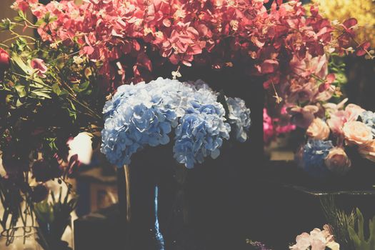 flower bunch bouquet decorating in flower shop. small business delivery service
