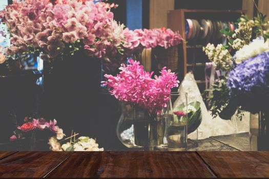 flower bunch bouquet decorating in flower shop. small business delivery service