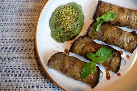 roasted eggplant cannelloni. vegan vegetarian ketogenic appetizer food