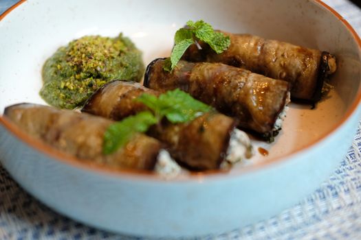 roasted eggplant cannelloni. vegan vegetarian ketogenic appetizer food