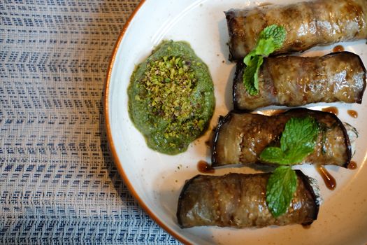 roasted eggplant cannelloni. vegan vegetarian ketogenic appetizer food