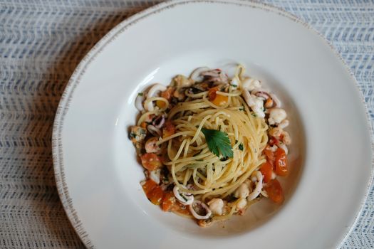 seafood spaghetti. vegan Italian vegetarian appetizer food