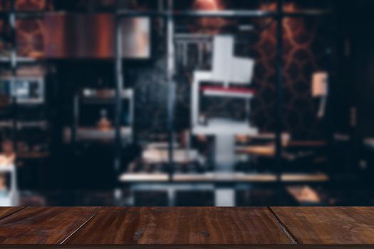 restaurant kitchen bar counter interior blur background