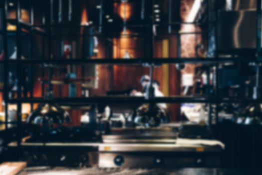 restaurant kitchen bar counter interior blur background
