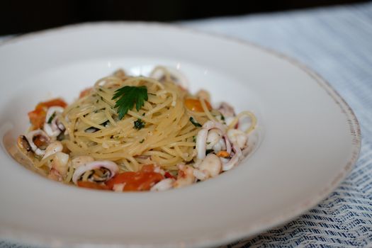 seafood spaghetti. vegan Italian vegetarian appetizer food