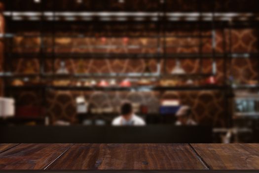 restaurant kitchen bar counter interior blur background