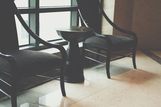 cushion wooden chair in living room. home hotel interior