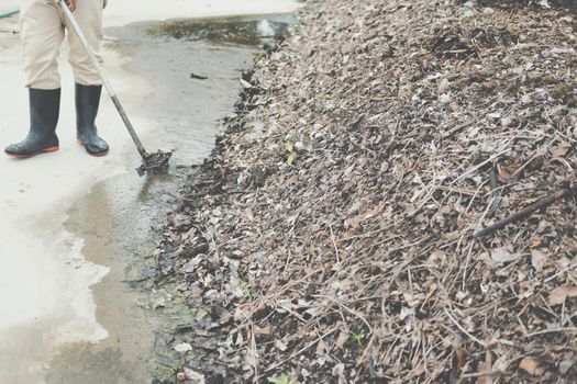 organic compost heap. fertilizer production for soil cultivation in agriculture industry