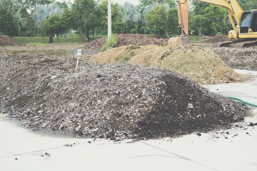 organic compost heap. fertilizer production for soil cultivation in agriculture industry