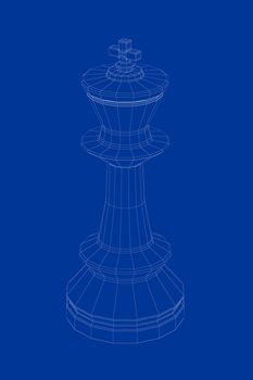 3d wire-frame model of king chess piece