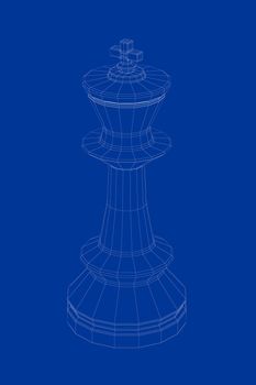 3d wire-frame model of king chess piece