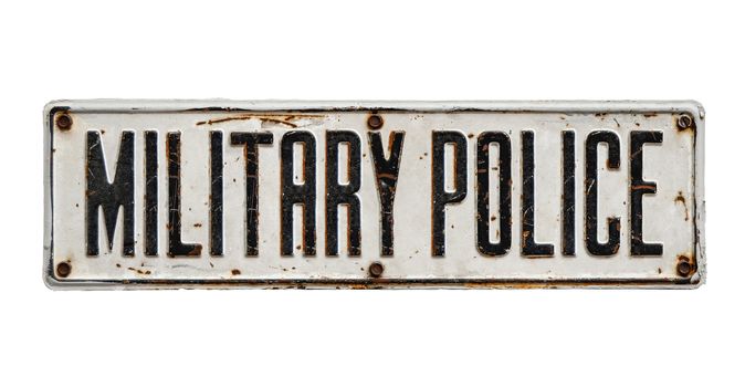 Isolated Grungy Sign For Military Police On A White Background