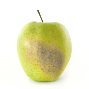 Rotten apple isolated on white background