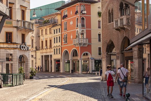 TREVISO, ITALY 13 AUGUST 2020: Landscape of buildings in Treviso in Italy