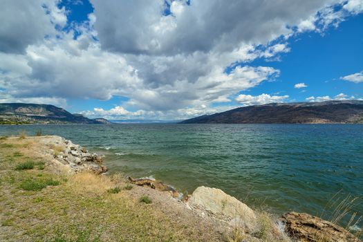 Well-graced view of beautiful Okanagan lake from the shore