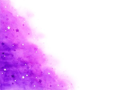 abstract purple background in galaxy concept. watercolor hand painting illustration.  Design element for wallpaper, packaging, banner, poster, flyer.