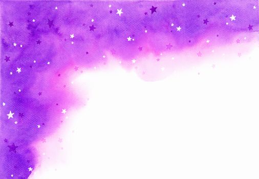 abstract purple background in galaxy concept. watercolor hand painting illustration.  Design element for wallpaper, packaging, banner, poster, flyer.