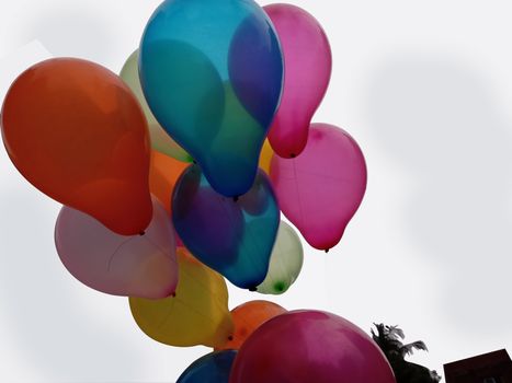 Colorful Ballon stock on the sky