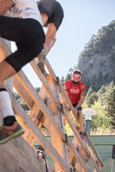 Encamp, Andorra : 2020 Sept 05 : Competitors participate in the 2020 Spartan Race obstacle racing challenge in Andorra, on september 05, 2020.