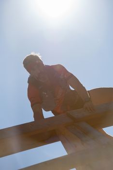 Encamp, Andorra : 2020 Sept 05 : Competitors participate in the 2020 Spartan Race obstacle racing challenge in Andorra, on september 05, 2020.