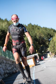 Encamp, Andorra : 2020 Sept 05 : Competitors participate in the 2020 Spartan Race obstacle racing challenge in Andorra, on september 05, 2020.