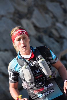 Encamp, Andorra : 2020 Sept 05 : Competitors participate in the 2020 Spartan Race obstacle racing challenge in Andorra, on september 05, 2020.