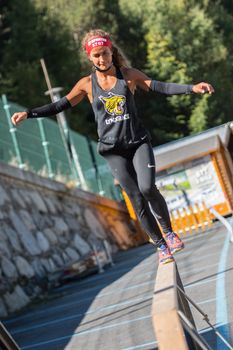 Encamp, Andorra : 2020 Sept 05 : Competitors participate in the 2020 Spartan Race obstacle racing challenge in Andorra, on september 05, 2020.