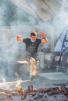 Encamp, Andorra : 2020 Sept 05 : Competitors participate in the 2020 Spartan Race obstacle racing challenge in Andorra, on september 05, 2020.