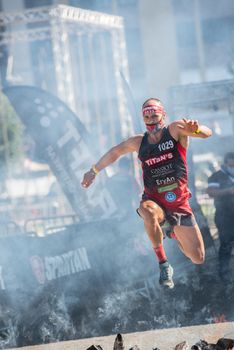 Encamp, Andorra : 2020 Sept 05 : Competitors participate in the 2020 Spartan Race obstacle racing challenge in Andorra, on september 05, 2020.