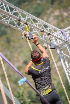 Encamp, Andorra : 2020 Sept 05 : Competitors participate in the 2020 Spartan Race obstacle racing challenge in Andorra, on september 05, 2020.