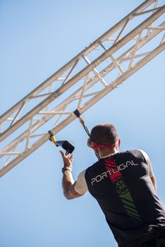 Encamp, Andorra : 2020 Sept 05 : Competitors participate in the 2020 Spartan Race obstacle racing challenge in Andorra, on september 05, 2020.