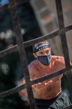 Encamp, Andorra : 2020 Sept 05 : Competitors participate in the 2020 Spartan Race obstacle racing challenge in Andorra, on september 05, 2020.