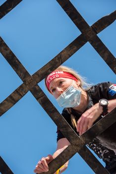 Encamp, Andorra : 2020 Sept 05 : Competitors participate in the 2020 Spartan Race obstacle racing challenge in Andorra, on september 05, 2020.