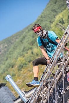 Encamp, Andorra : 2020 Sept 05 : Competitors participate in the 2020 Spartan Race obstacle racing challenge in Andorra, on september 05, 2020.