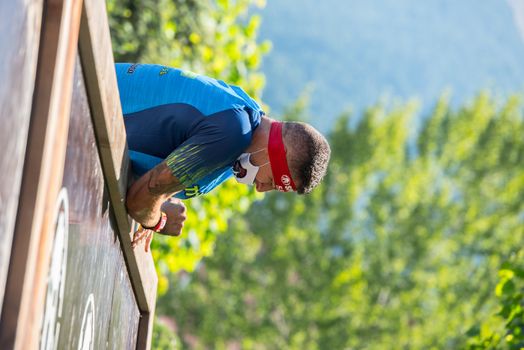 Encamp, Andorra : 2020 Sept 05 : Competitors participate in the 2020 Spartan Race obstacle racing challenge in Andorra, on september 05, 2020.