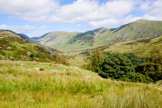 Rolling Famland near Kirkstone Pass in The Lake District UK