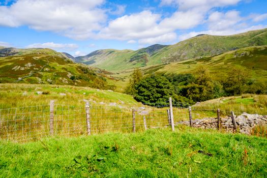 Rolling Famland near Kirkstone Pass in The Lake District UK