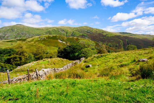 Rolling Famland near Kirkstone Pass in The Lake District UK