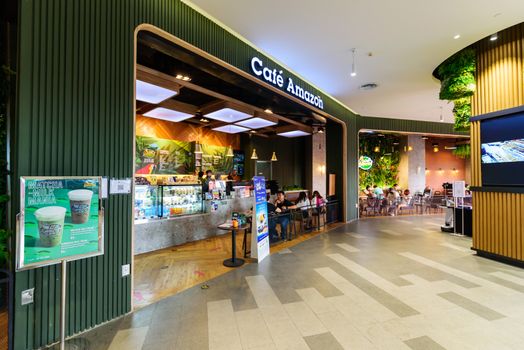 Bangkok, Thailand - 2 September, 2020 : amazon coffee shop brance inside at The mall Bangkae shpping mall