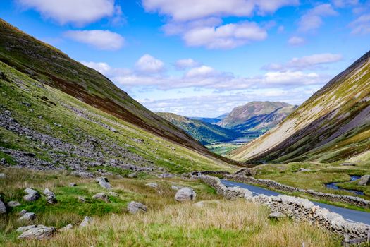 The Kirkstone Pass road in the English Lake District, UK