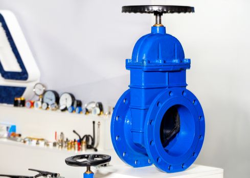 Shut-off device in the form of a cast iron gate valve with a rubberized wedge to prevent further flow of cold or hot water.