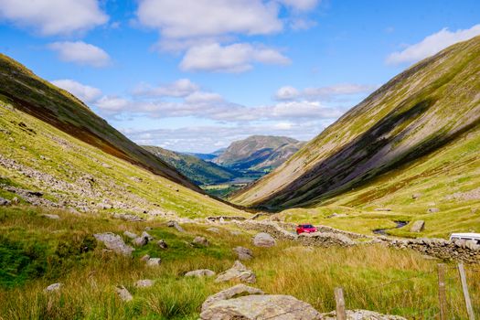 The Kirkstone Pass road in the English Lake District, UK