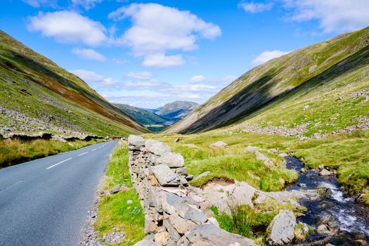 The Kirkstone Pass road in the English Lake District, UK