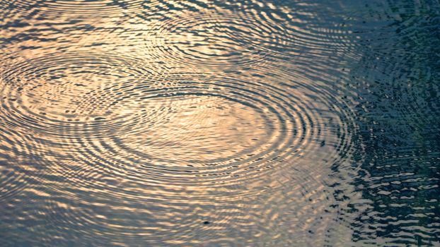 Rain drop on the water pool and have sunlight reflection on surfuce texture.